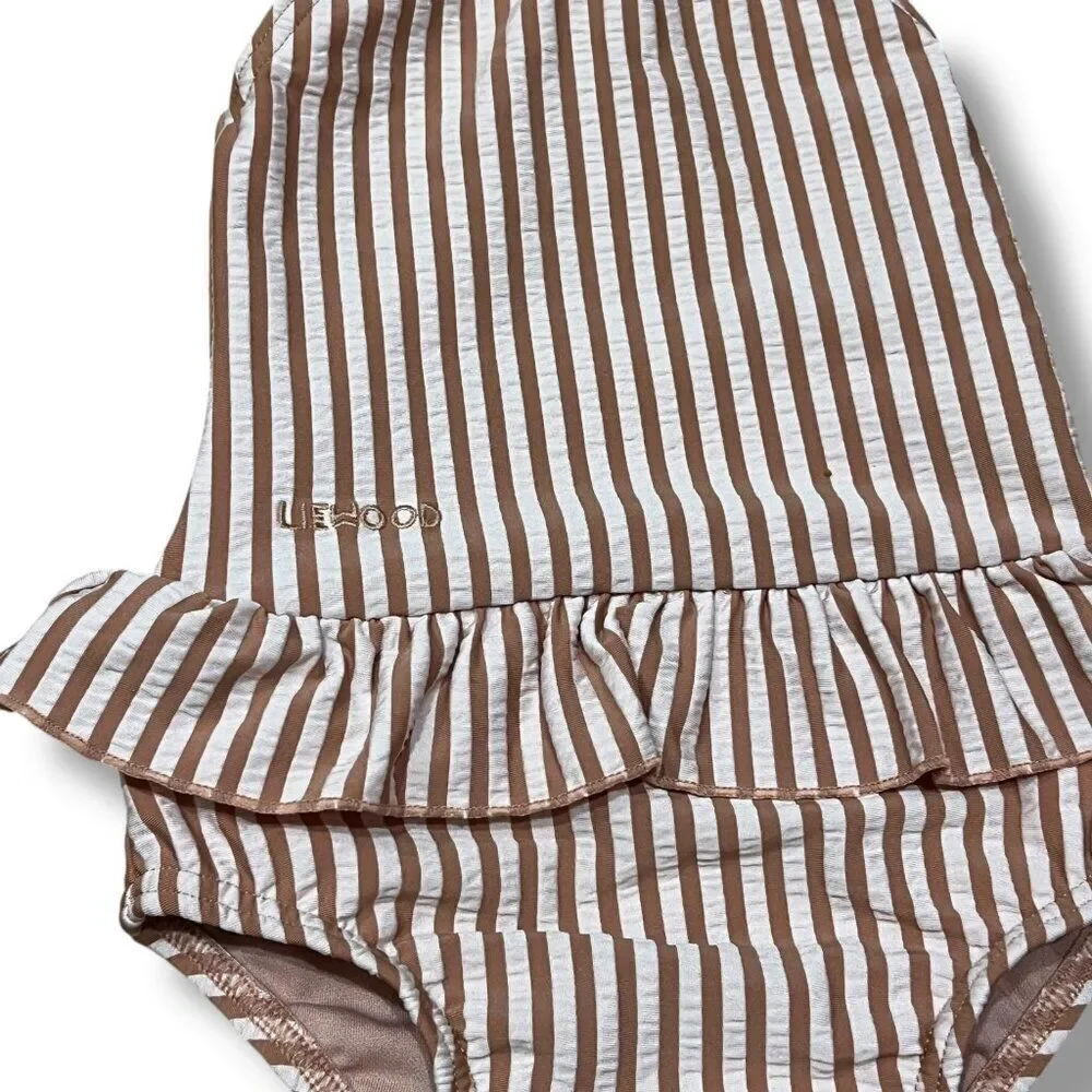 Liewood Amara Seersucker Striped Ruffle Skirt Swimsuit Size 1Y - 1.5Y 80cm/86cm